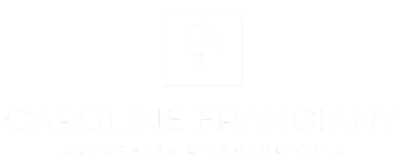 Logo com as iniciais C e F e o texto: Caroline Franciany - Advocacia e Consultoria